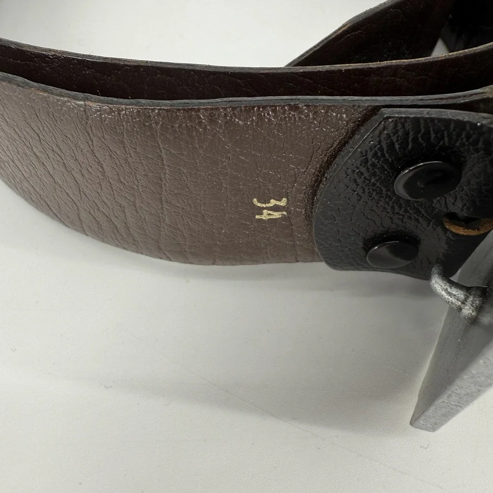 Jim Beam Belt Mens 34 Brown Large Metal Buckle Whiskey Bourbon Advertising Strap